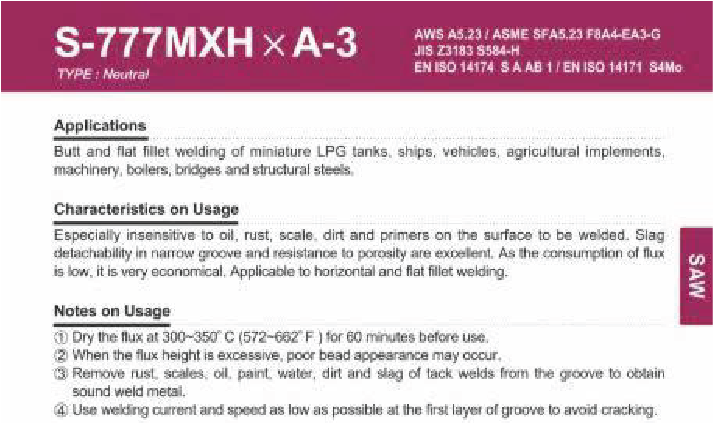 Thuốc hàn SFA5.17 F7A(P)Z